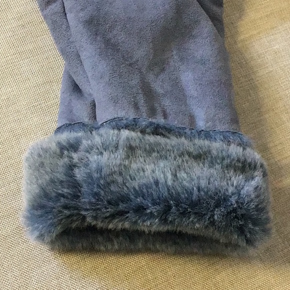 Utex Design VGUC blue suede feel button up jacket fleecy inside, side pockets - Picture 12 of 16